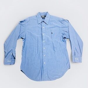 Polo Ralph Lauren Light Blue Micro Check Andrew Button Down Shirt 15.5 32/33